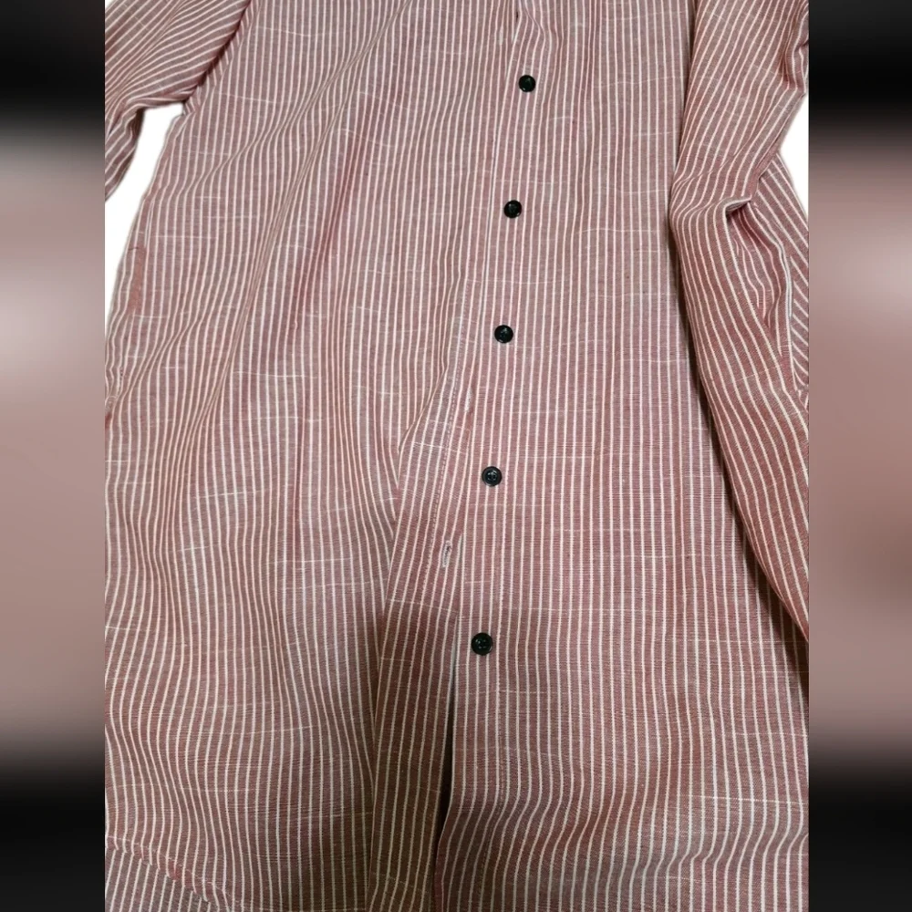 Cellabie Red/White Stripe Button Up Shirt Tunic Lonhg Sleeve XL 💵 - Picture 7 of 10